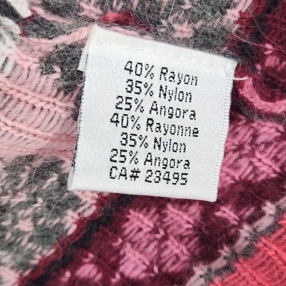 Islandic Design Angora Blend Cardigan Sweater Medium Crochet Floral Fair Isle - Picture 8 of 12